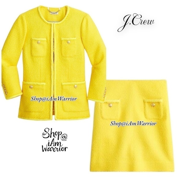 J.Crew canary yellow boucle lady jacket + matching mini skirt *shop@iamwarrior - Picture 5 of 16